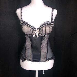 La SENZA Black Sheer Corset with Polka Dot Design